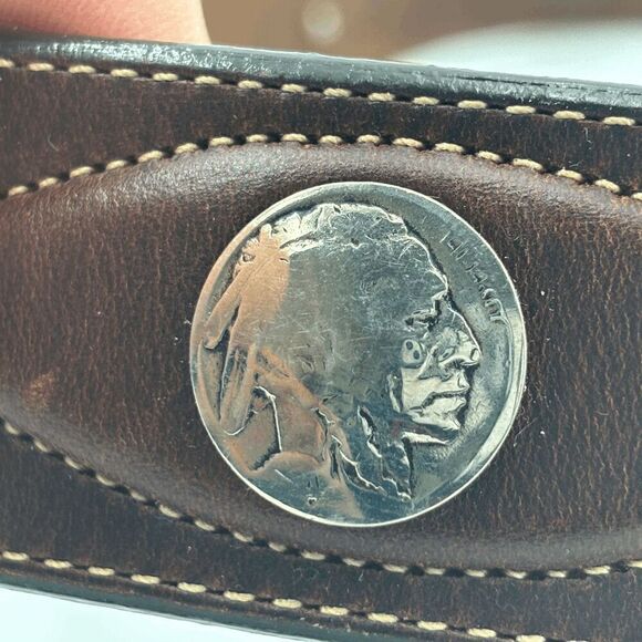 End of the Trail Belt Buckle with Leegin Buffalo NIckel Belt Size 32 Historic - Picture 3 of 8